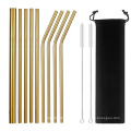 Metal Straws Reusable 304 Stainless Steel Straight Bent Drinking Case Cleaning Brush Set Party Steel Straw